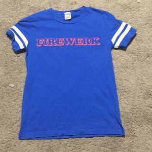 PINK by VS. Blue shirt that says firewerk